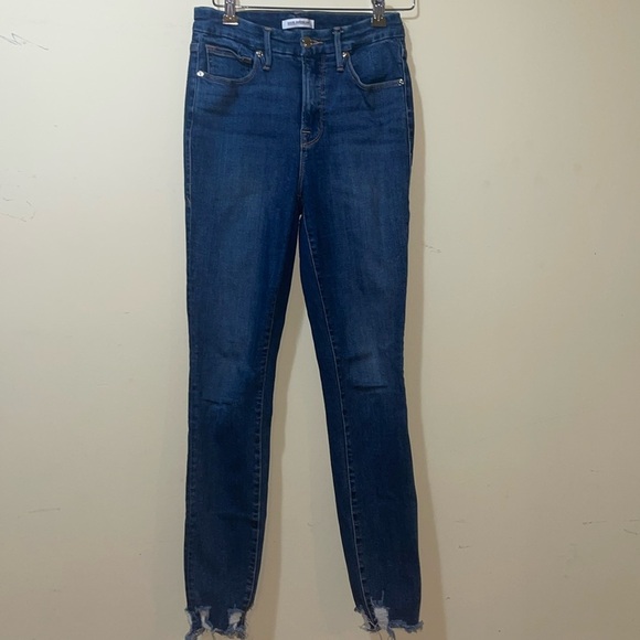 Womens Good American Good Legs Chewed Hem High Waisted Skinny Jeans - Picture 3 of 6